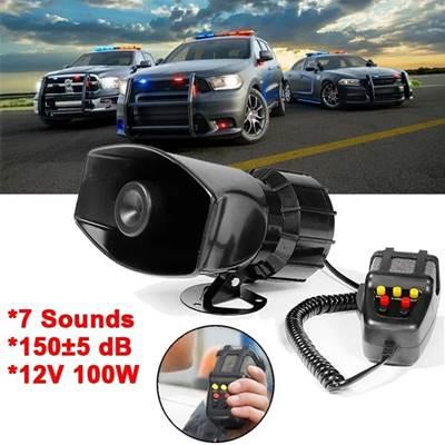 マイク付きカーアラームシステム 100w 12v 5音 パトカー用 ホーン付き 