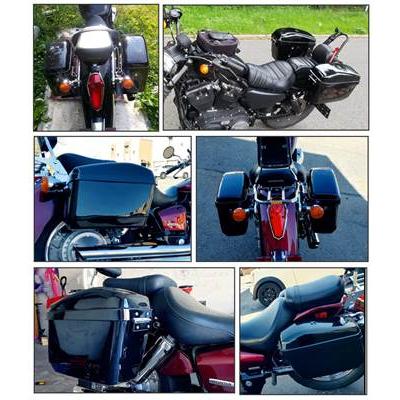 【並行輸入品】 汎用バイク 二輪サドルバッグ サイドケース カワサキ ヤマハ スズキ用 LEDテールライト付きの画像