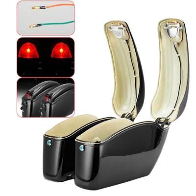 【並行輸入品】 汎用バイク 二輪サドルバッグ サイドケース カワサキ ヤマハ スズキ用 LEDテールライト付きの画像