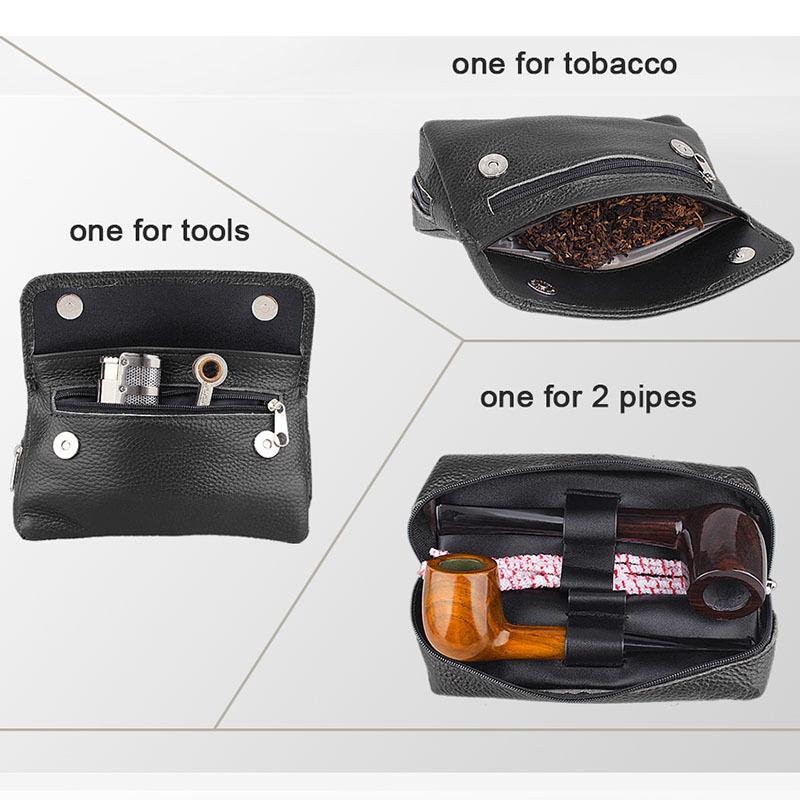 並行輸入品】 本物の革喫煙タバコパイプポーチケースバッグ2パイプ用