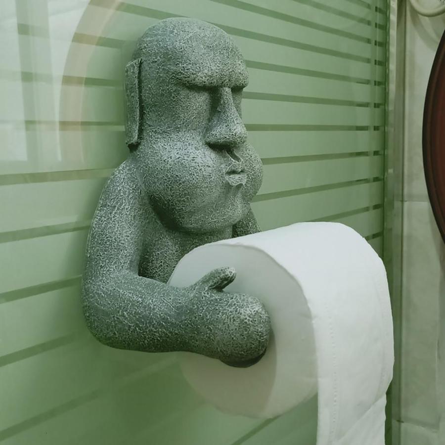 並行輸入品】 トイレットペーパーホルダー 壁掛け イースター島 モアイ 