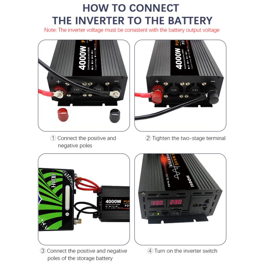 純粋な正弦波インバーター DC 12v/24v 1000W 1600W 2000W 3000W