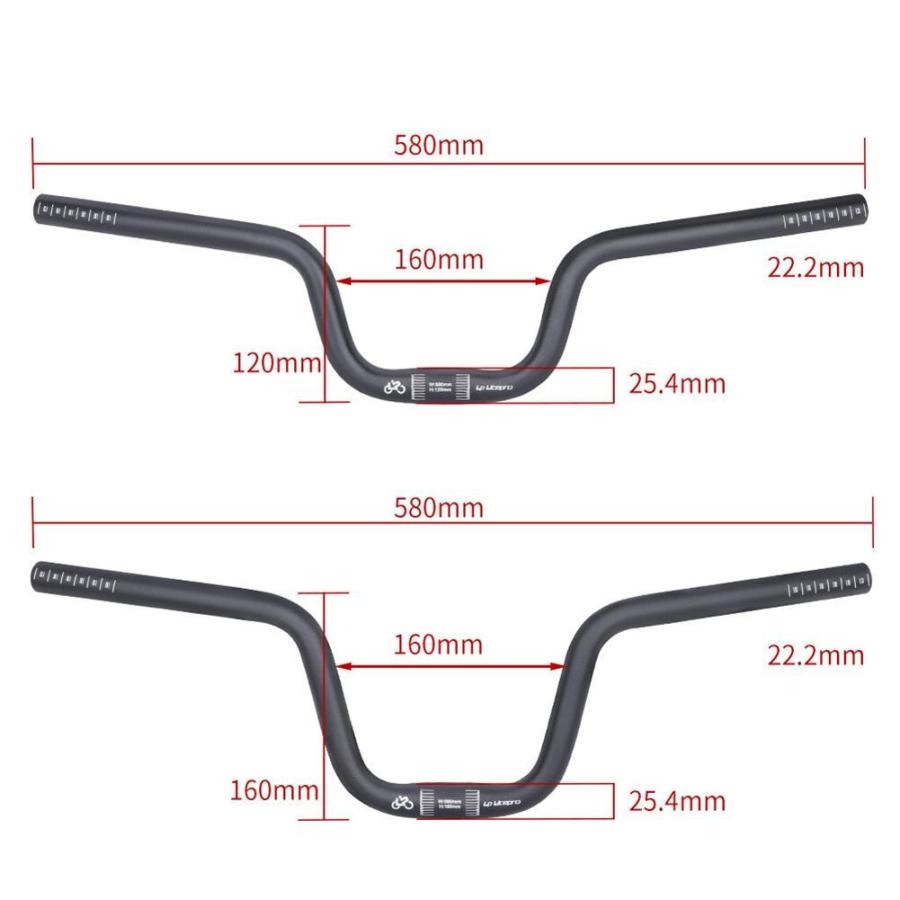 バイクライザーハンドルバー、直径25.4mm 580mm エクストラロング