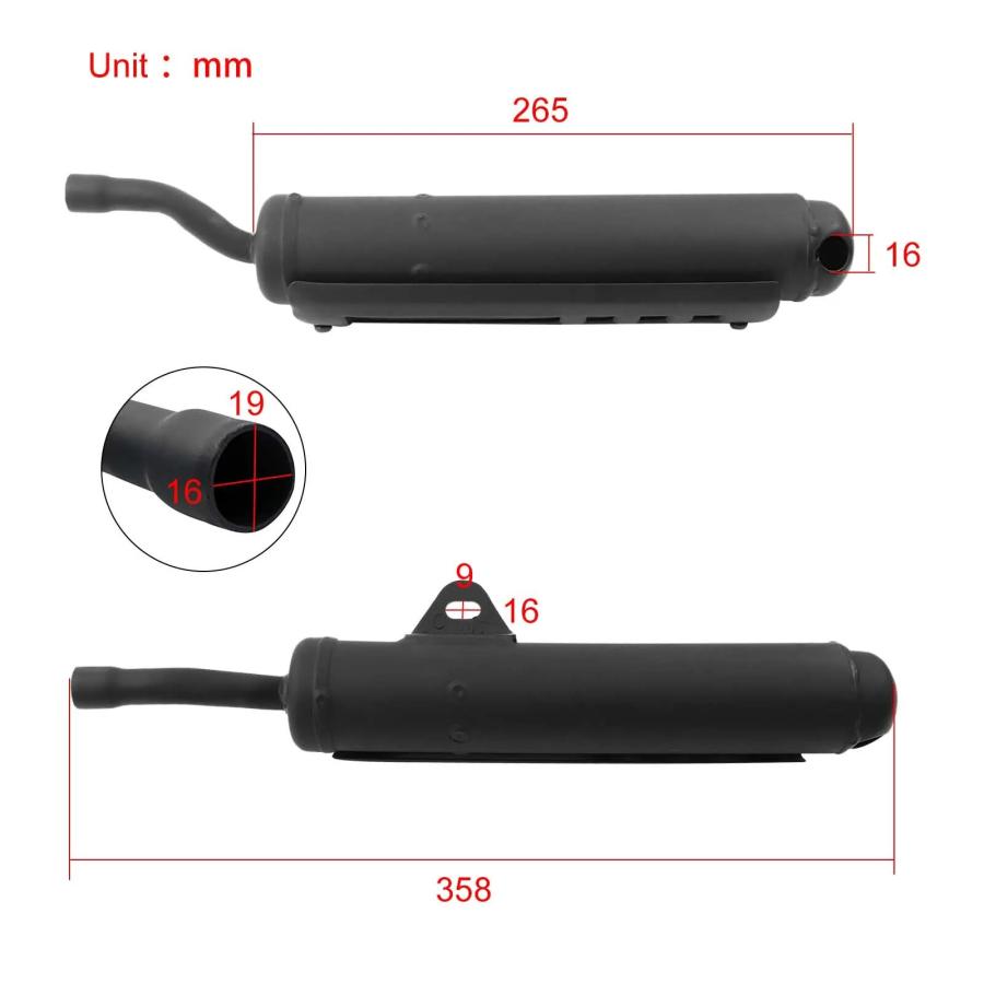【並行輸入品】 ヤマハ オートバイ エキゾーストサイレンサー ブラックパイプ p80 pw 80 zinger ピットバイク アクセサリーの画像
