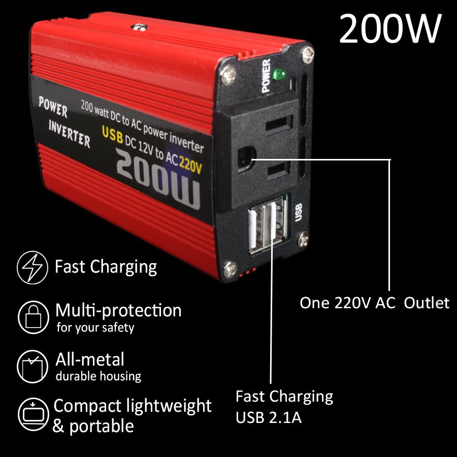 並行輸入品】 車 200ワット 電源インバータ 12v 220v コンバータ dc ac