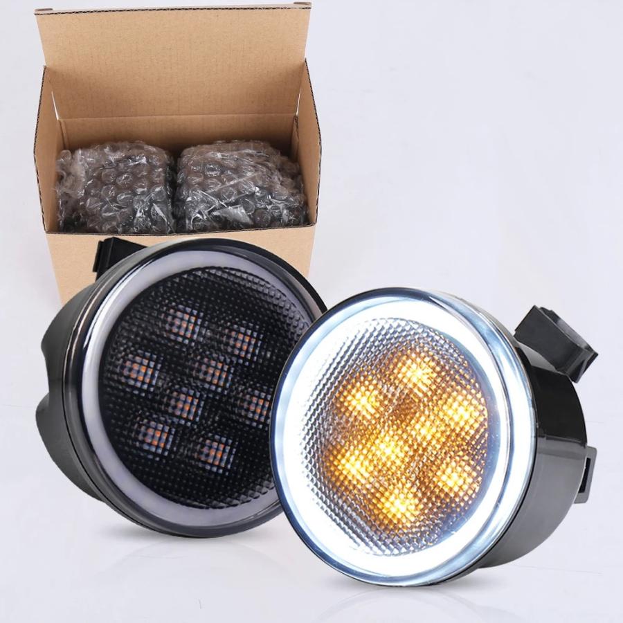 並行輸入品】 ジープラングラーjk フロント ledウインカー 光