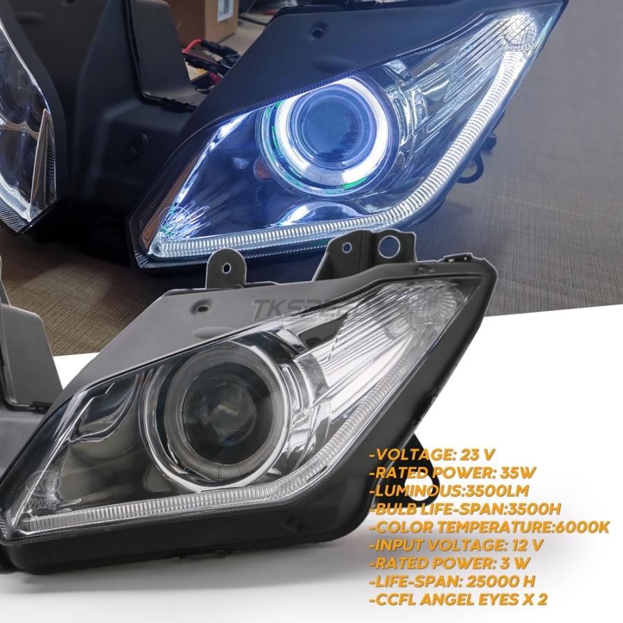 オートバイ ヘッドライト アセンブリ 2013-2015 2016 new angel eye for kawasaki ninja 250 300  zx6r zx 6r ninja250 ninja300 hid projector