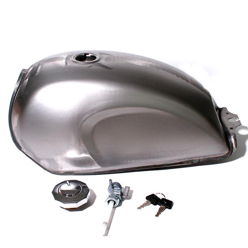 【並行輸入品】 汎用 社外品 カフェレーサー 塗装ベース 9L タンク カスタム レストア 用 ガソリン コック 鍵付き ガス燃料タンク