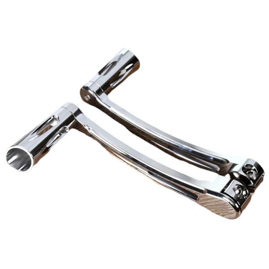 【並行輸入品】 クローム浅いカットヒール足シフトレバー \u0026 シフターペグハーレーツーリングストリートダイナグライドソフテイル 1997-2016 17 18 モデルの画像