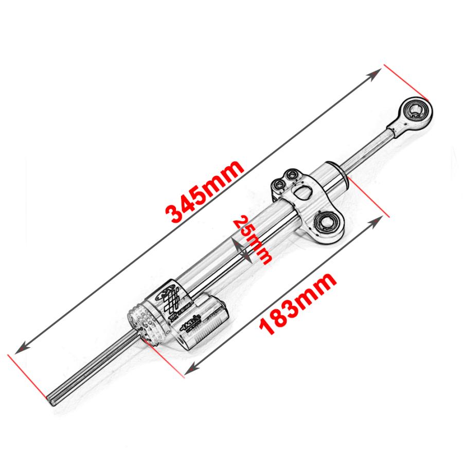【並行輸入品】 ヤマハmt10 MT-07 mt09 zx6r yzf r6 cbr650r cb1000r 汎用 ステアリングダンパー アジャスタブル 345mm 255mmの画像