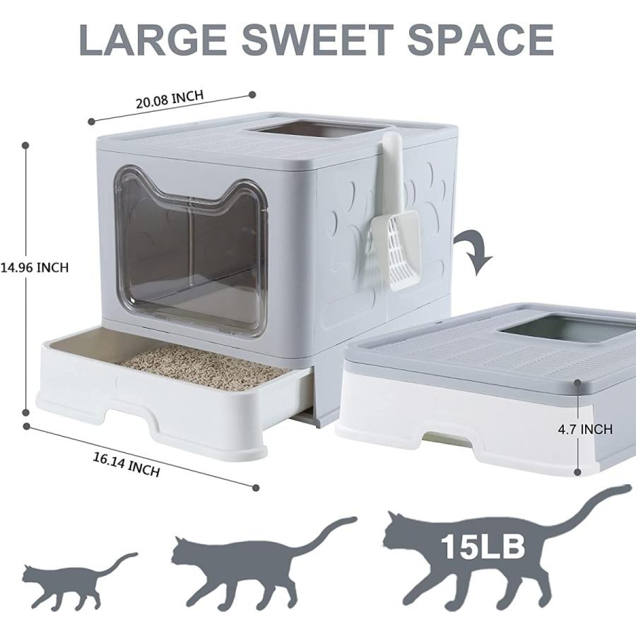 【並行輸入品】 猫用トイレ ふた付き 猫 折りたたみ式 グリッターボックス 猫の形をしたキー 閉じたトイレ 超大型 ペット