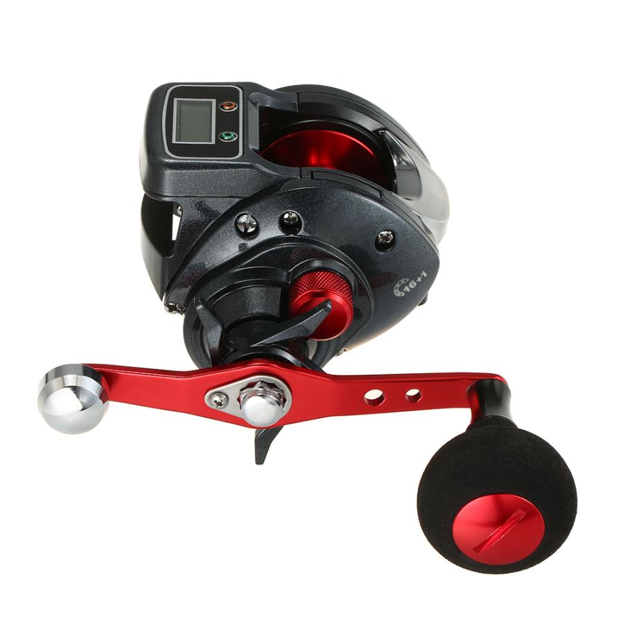 アイスフィッシングリール ベイトキャスティング 電気デジタルディスプレイ 161ボールベアリング 左/右 ラインカウンターリール 6.31