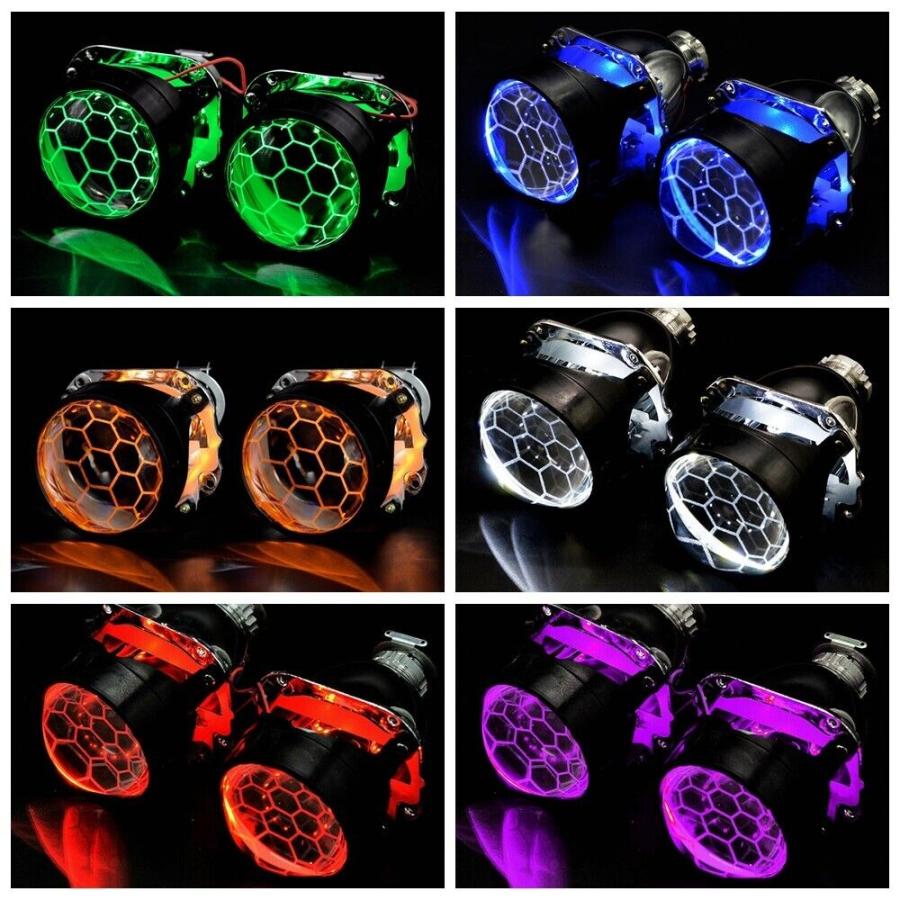 2.5インチプロジェクターレンズ RGBエンジェルアイ SinolynヘッドライトレンズLEDエンジェルアイズバイキセノン2.5