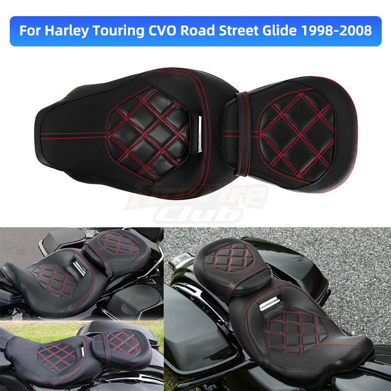 【並行輸入品】 ハーレーツーリング cvo ストリート glide ロードキング クラシック 1998-2008 カスタム オートバイ シート 2アップ 旅客低 puレザーの画像