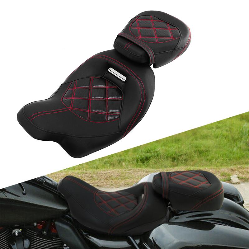 【並行輸入品】 ハーレーツーリング cvo ストリート glide ロードキング クラシック 1998-2008 カスタム オートバイ シート 2アップ 旅客低 puレザーの画像
