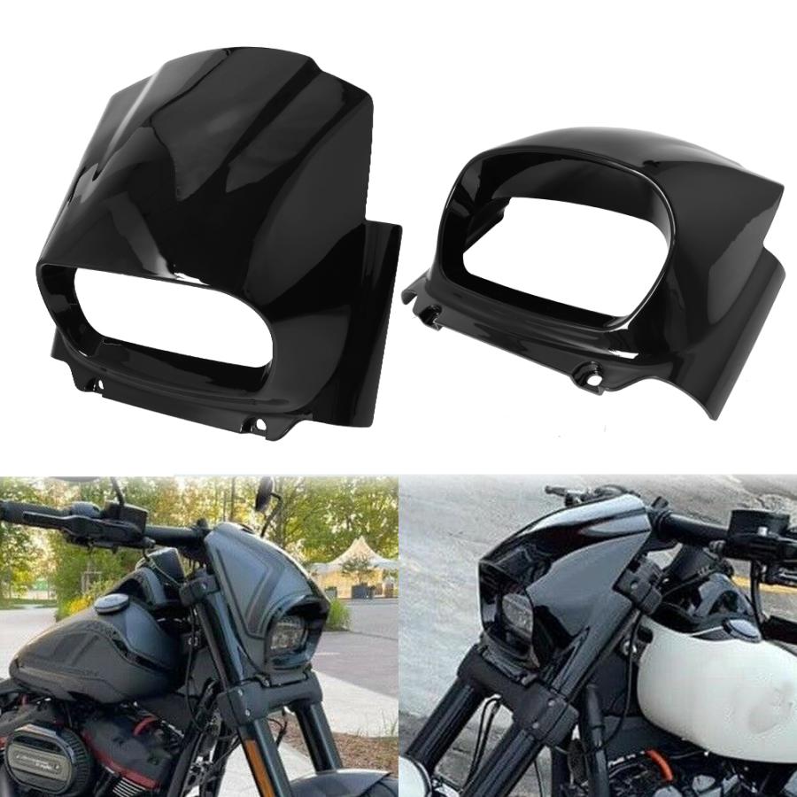 【並行輸入品】 ハーレーm8 ソフテイル fxfb fxfbs 2018-2022 2021 カスタム オートバイ ヘッドライトカバー フロントカバー 黒_2