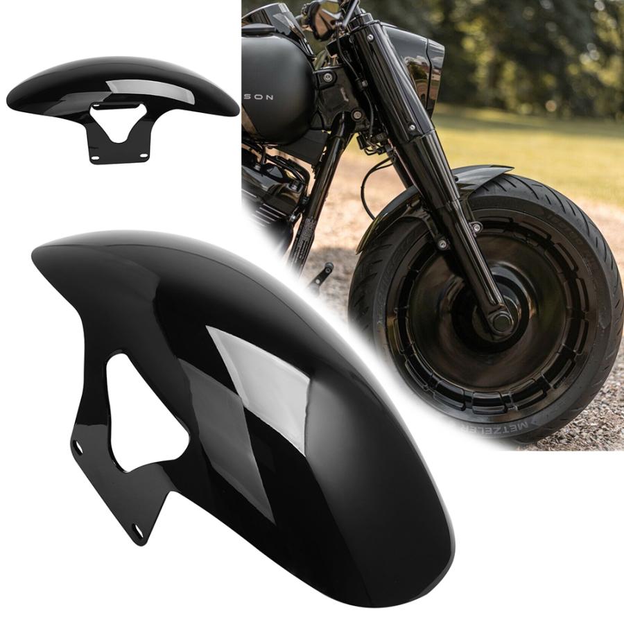 【並行輸入品】 ハーレー ソフテイル m8 ファットボーイ flfbsflfb 2018-2022 アクセサリー オートバイ フロントフェンダー マッドガード 光沢のある黒の画像