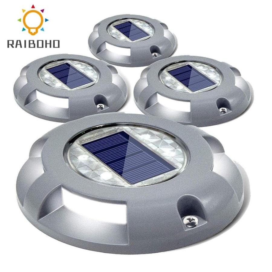 丸形道路鋲 常時点灯タイプ 防水ガーデンライト ソーラーLED4灯 舗装