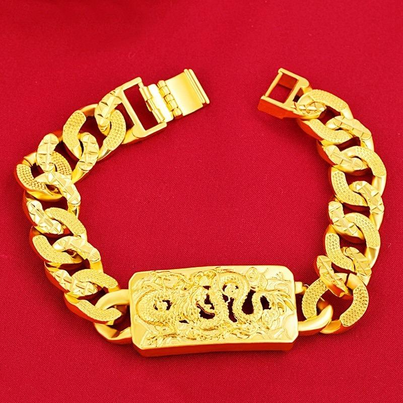 絶賛」「入手困難」ベトナム砂金 24K ブレスレット バングル メンズ 龍 