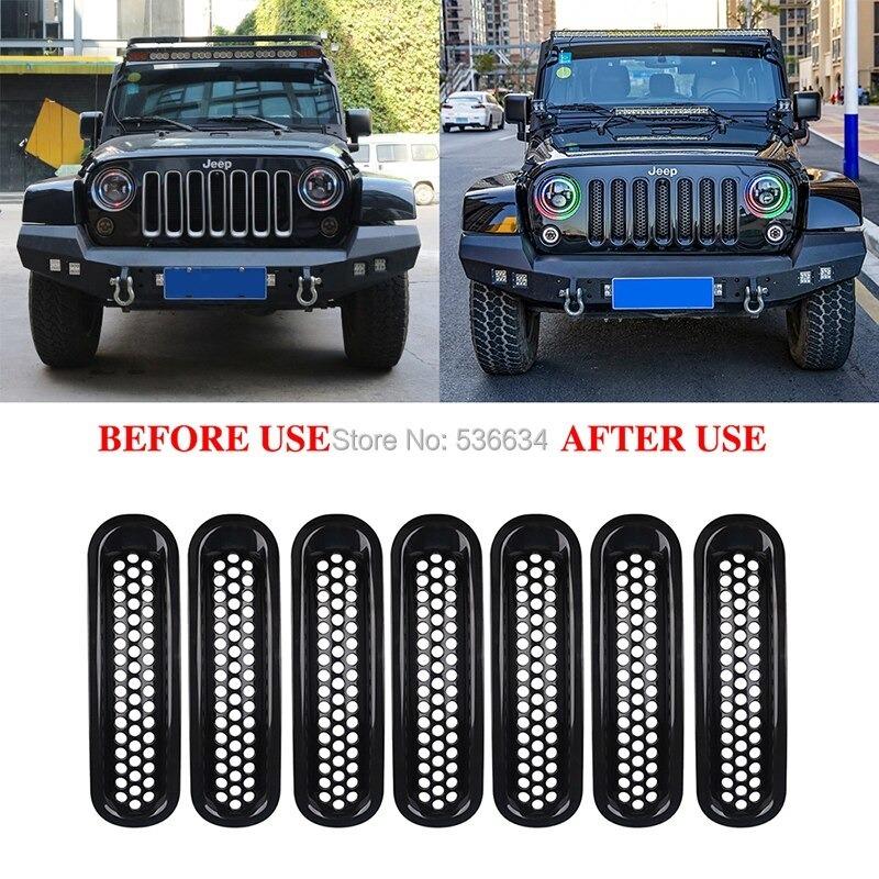 外装カスタム ブラック フロント メッシュ グリルカバー フロント