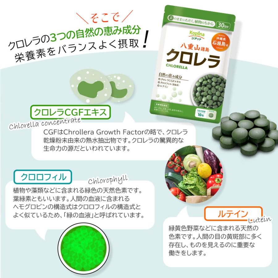 Koplina（コプリナ） クロレラ 沖縄県石垣島産 300粒 3袋90日分 (小粒