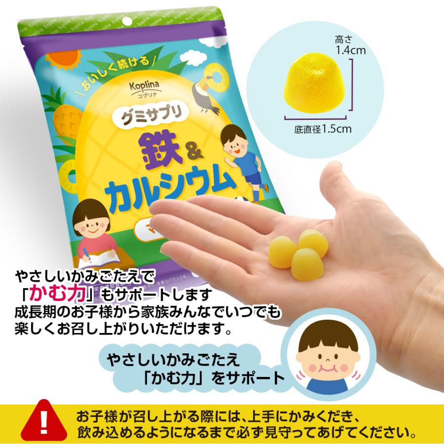 グミサプリ 鉄＆カルシウム（りんご味） 120粒 40日分 2個セット 果汁入り おいしい ミネラル 子ども 健康 サプリメント 栄養補助食品 安心国内製造 コプリナ | Koplina | 11