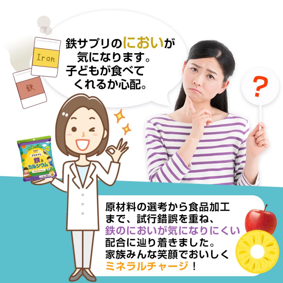 グミサプリ 鉄＆カルシウム（りんご味） 120粒 40日分 2個セット 果汁入り おいしい ミネラル 子ども 健康 サプリメント 栄養補助食品 安心国内製造 コプリナ | Koplina | 09