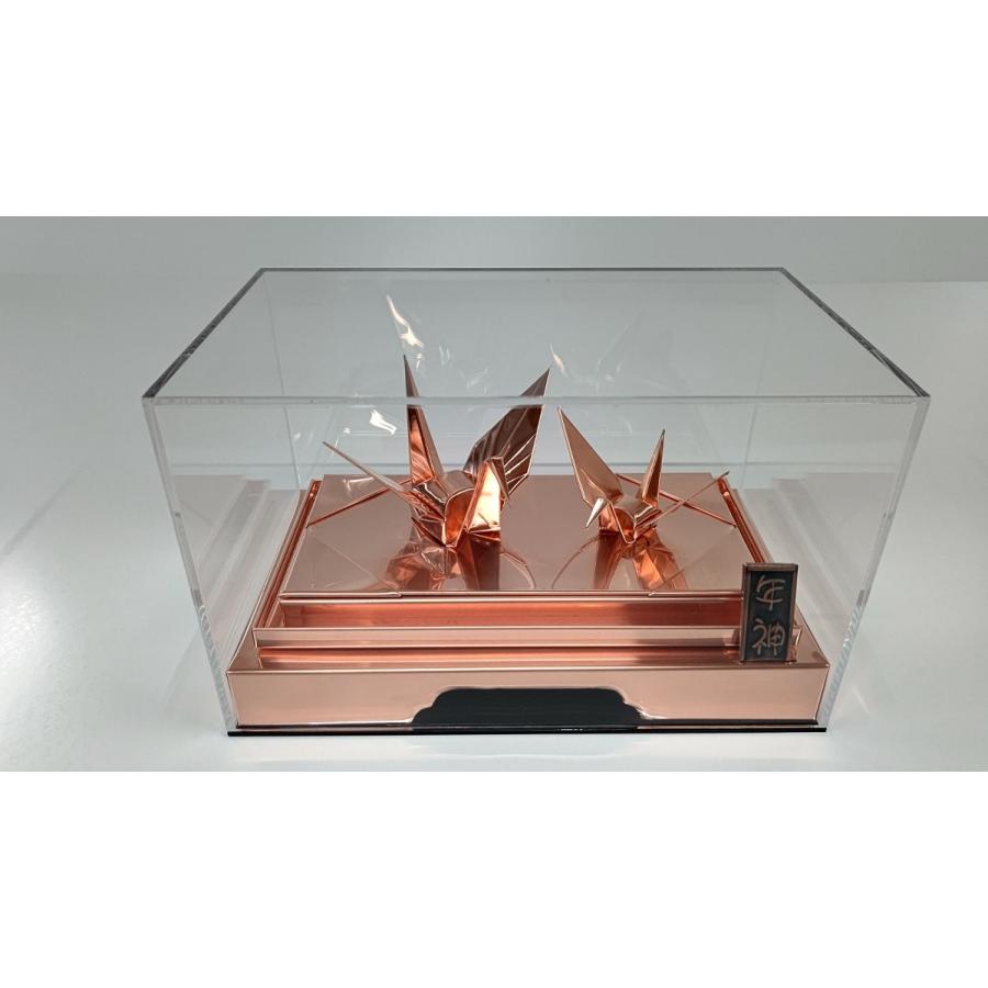 置物/親子鶴/インテリア/玄関/工芸品/贈り物/祖父母/父母/お世話になった方/銅板折り鶴/ 親子鶴 typeB 横25cm奥行き15cm高さ15.3cm（ケース含む）