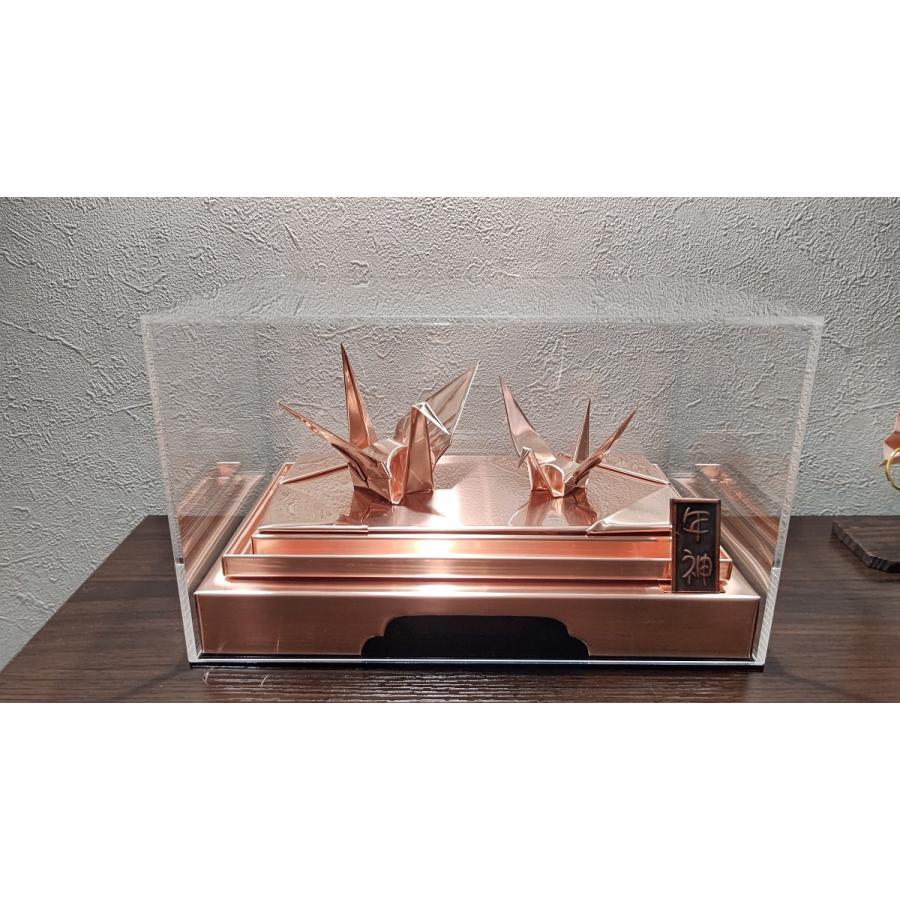 置物/親子鶴/インテリア/玄関/工芸品/贈り物/祖父母/父母/お世話になった方/銅板折り鶴/ 親子鶴 typeB 横25cm奥行き15cm高さ15.3cm（ケース含む）_3