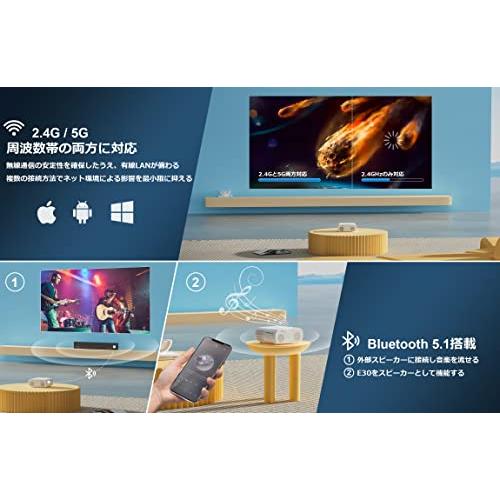 【2023最新オートフォーカス＆6D自動台形】Jimveo WiFi6 プロジェクター 家庭用 : 高輝度560ANSI 4K対応 Blueto 白