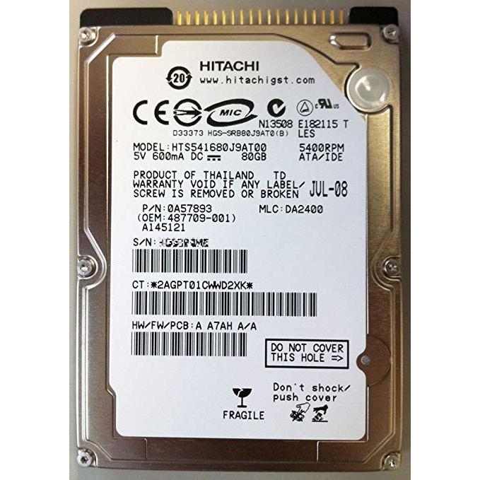 中古バルク)日立GST 内蔵ハードディスク 80GB HTS541680J9AT00(ゆう