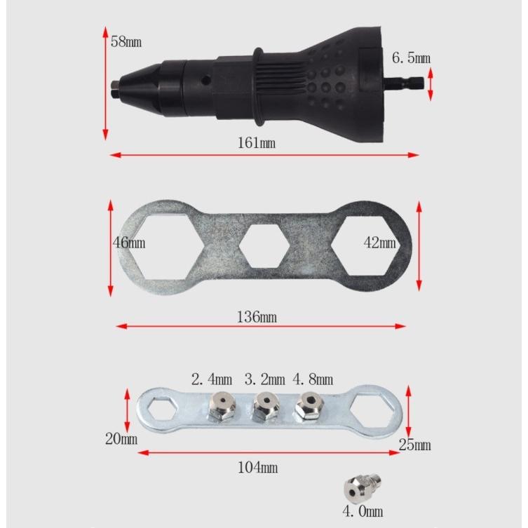 電動リベットガン アタッチメント リベッター アダプターヘッド リベットガン ナットガン 2.4mm-4.8mm(送料別商品)｜yleciel｜03