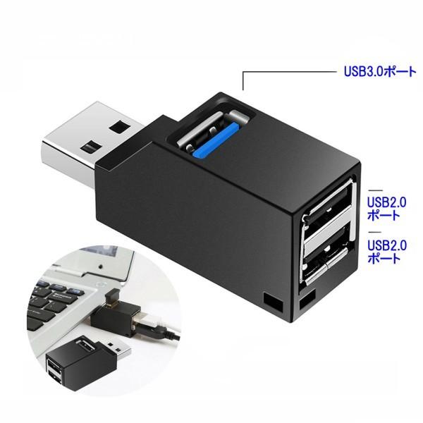 USBハブ 3ポート USB3.0+USB2.0コンボハブ 《ブラック》 拡張 軽量 小型 コンパクト(定形外郵便、代引不可、送料別商品)｜yleciel｜02