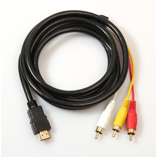 HDMI A/M TO RCA3 単方向 変換ケーブル(デジアナ変換なし) 《1.5m》 BK HDMIオス-3RCA(赤白黄) 金メッキ(ゆうパケット、代引不可、送料別商品)｜yleciel｜02