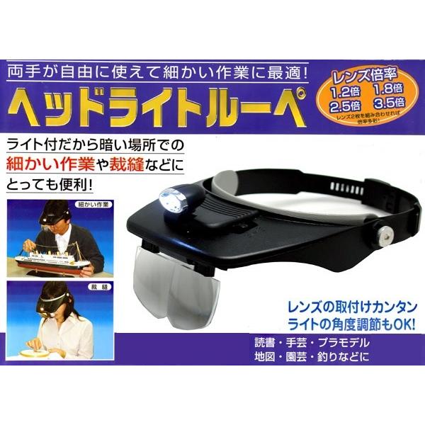 並行輸入品】2灯LEDライト付き ヘッドルーペ 拡大鏡 メガネの上から