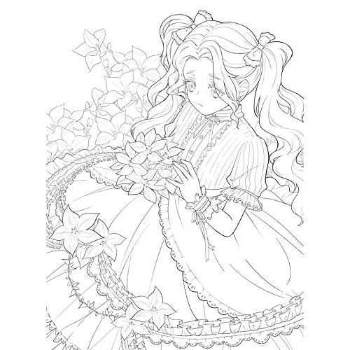 新しいかわいい花と女の子の塗り絵の秘密の庭スタイルの線画の本キルタイム絵画本 日本画 信頼 Www 22brasil Org Br