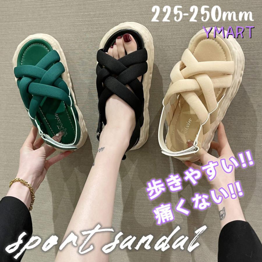 サンダル レディース 厚底 スポーツサンダル 歩きやすい 黒 履きやすい 夏 靴 可愛い おしゃれ 美足 ストライプ 30代 40代 50代 カジュアル Ymtlx Ymart 通販 Yahoo ショッピング