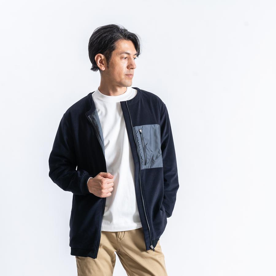 ジャケット メンズ フリース 日本製 暖かい 防寒 表起毛 ブルゾン ノー