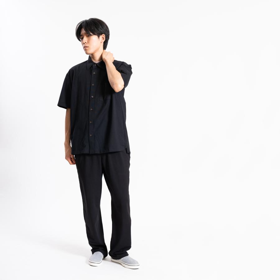 ジャーナルスタンダードラックス　ブラック 半袖ノーカラージャケット 半袖シャツ m.f.editorial タンブラーオックス 半袖ジャケット(セットアップ
