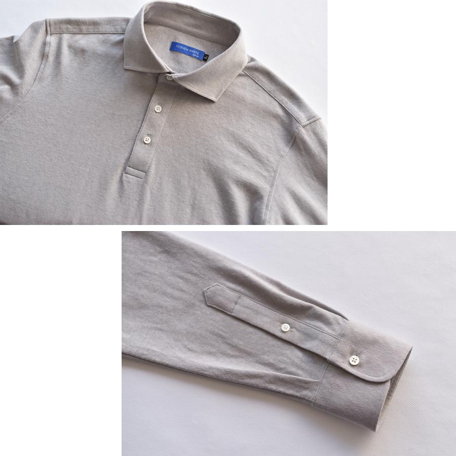 ポロシャツ 長袖 メンズ 日本製 綿100％ 無地 ワイドカラー ビズポロ