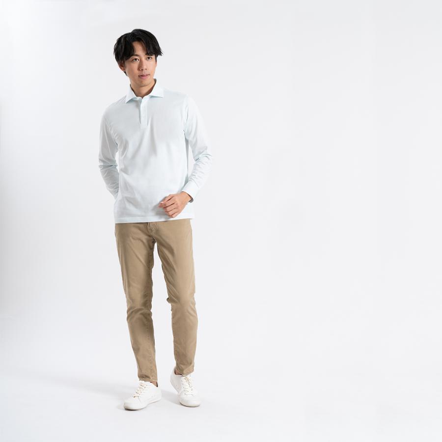 ポロシャツ 長袖 メンズ 日本製 綿100％ GIZAコットン 無地