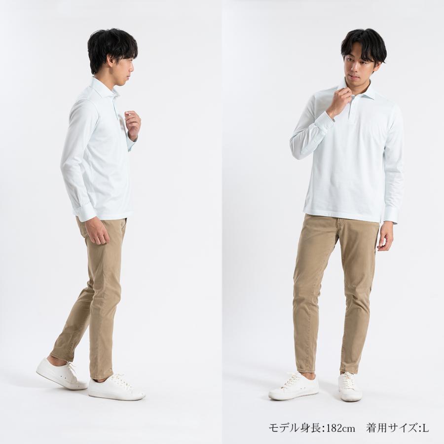 ポロシャツ 長袖 メンズ 日本製 綿100％ GIZAコットン 無地 ビズポロ