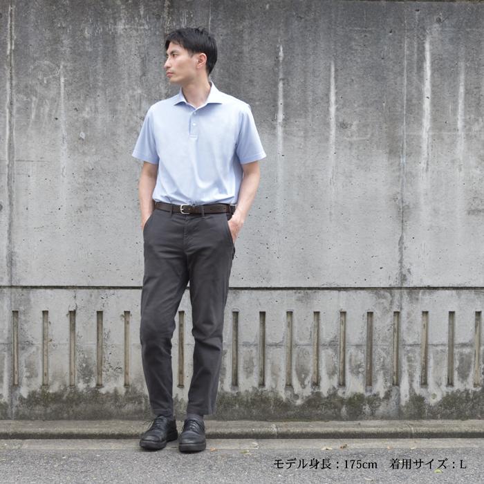 ポロシャツ 半袖 メンズ 日本製 吸汗速乾 形態安定 ストライプ