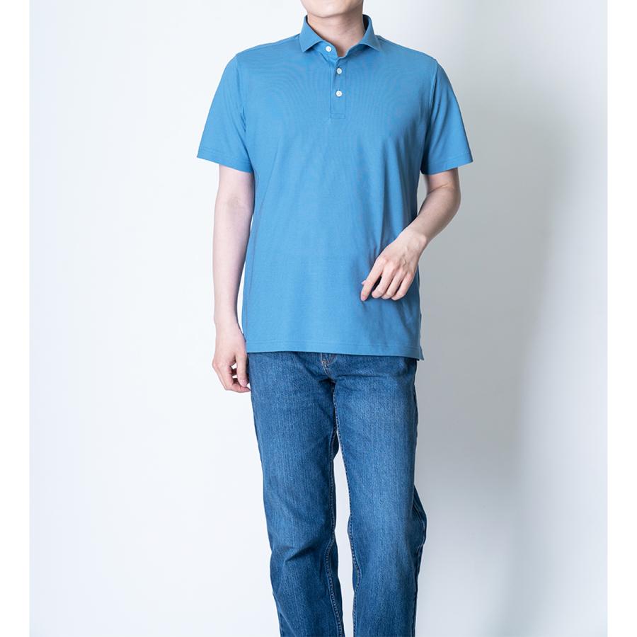 ポロシャツ 半袖 メンズ 日本製 接触冷感 綿100％ ビジネス 無地 白