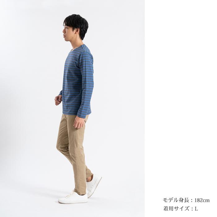 tシャツ 長袖 メンズ 日本製 ボーダー バスクシャツ クルーネック 丸首
