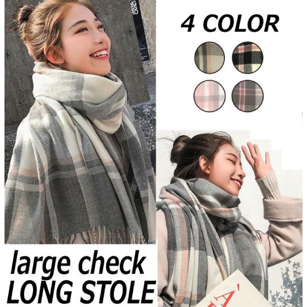 チェック大判ストール マフラー ショール AW 秋冬 あったかい : Y.M.F