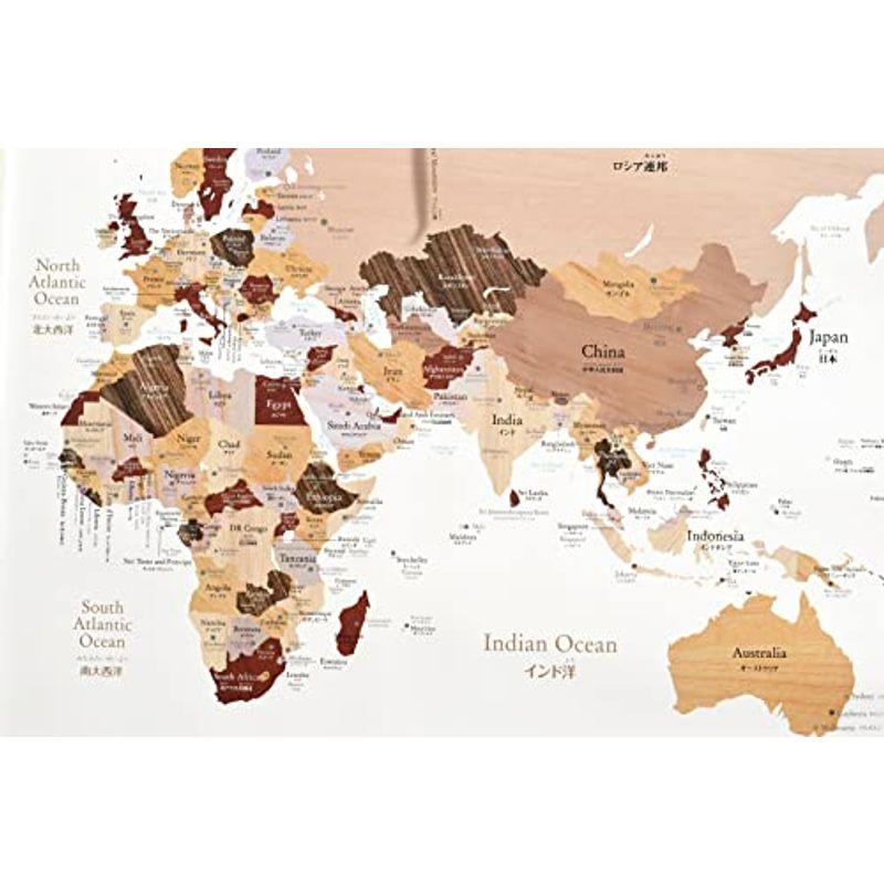 寄木風のおしゃれな「世界地図」ポスター A1サイズ 英語＆日本語表記
