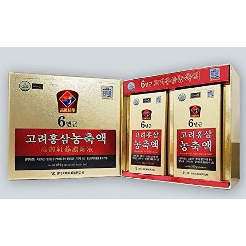 高麗人参 大韓紅参振興公社 6年根高麗紅参濃縮液 エキス 240g 2本