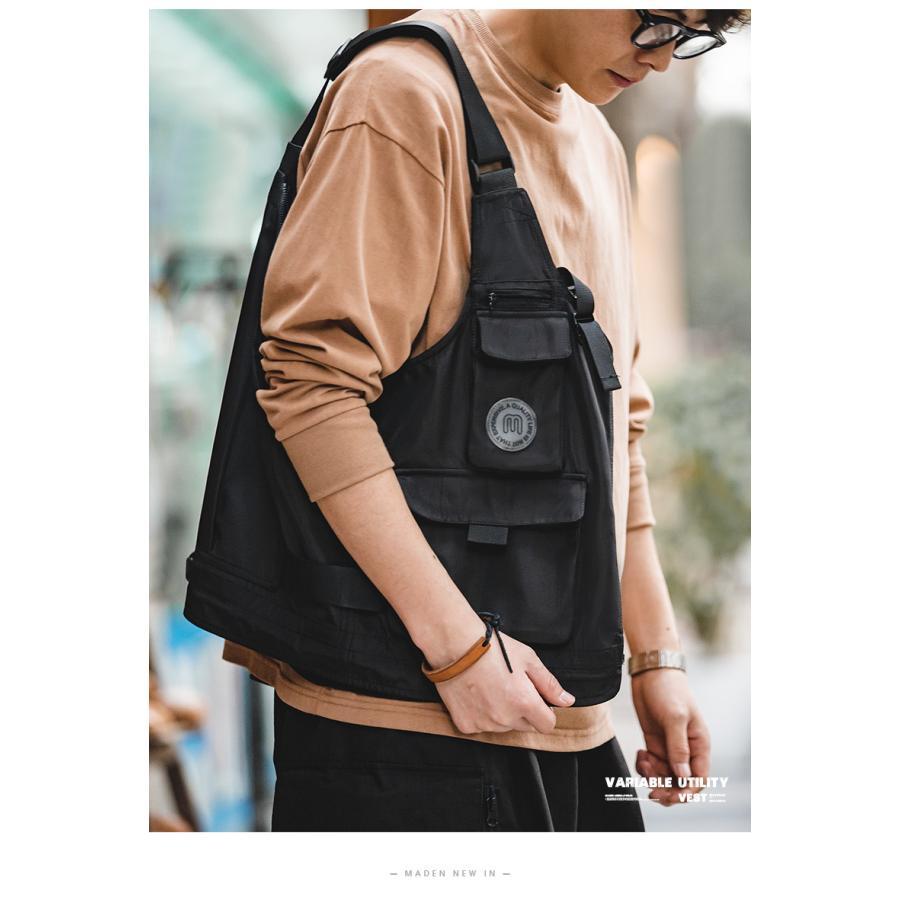 多機能ベスト アウトドア 2WAY ショルダーバッグ マルチポケット 着る