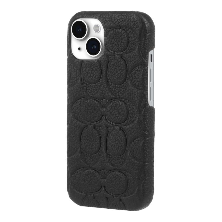 COACH コーチ iPhone 15 Coach Leather Slim Wrap Case - Black Pebbled Leather｜ymobileselection｜07
